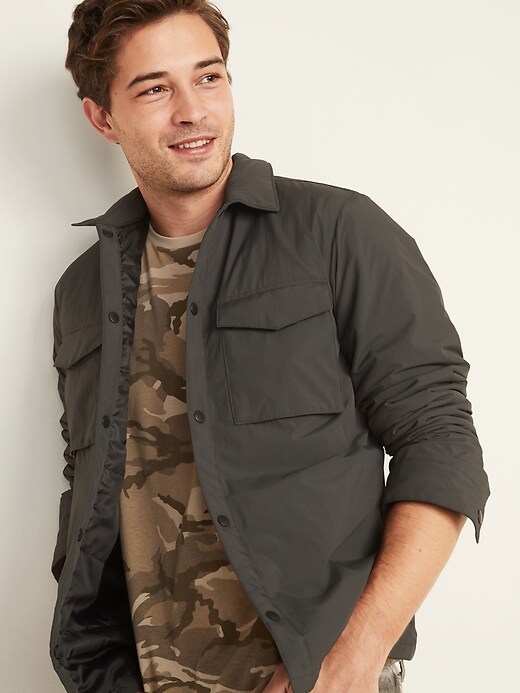 Water-Resistant Nylon Snap-Front Shirt Jacket | Old Navy