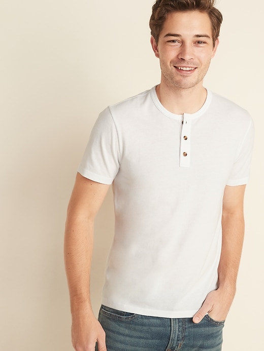 View large product image 1 of 3. Soft-Washed Jersey Henley Tee