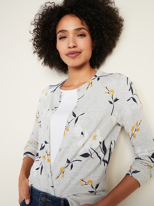 Image number 4 showing, Printed Crew-Neck Cardi for Women