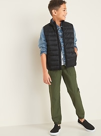View large product image 3 of 3. Water-Resistant Quilted Nylon Zip Vest For Boys