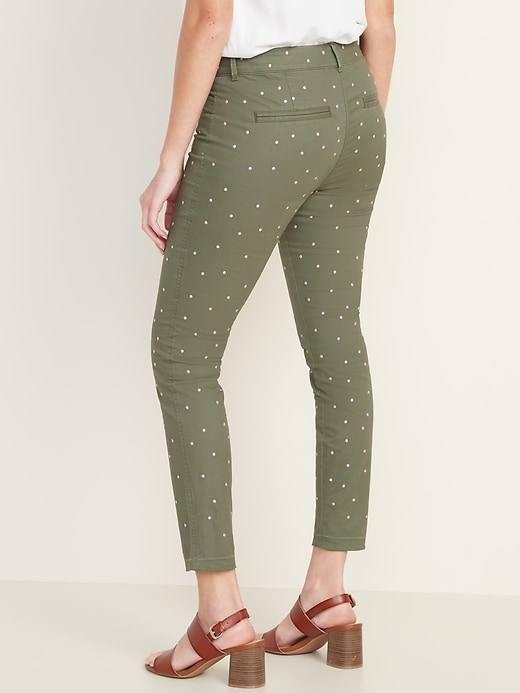 View large product image 2 of 2. Mid-Rise Embroidered-Dot Pixie Ankle Chino Pants for Women