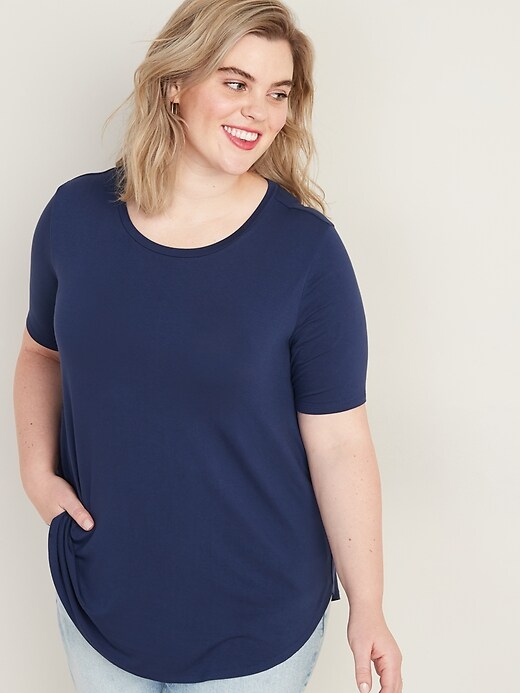 View large product image 1 of 3. Luxe Plus-Size Crew-Neck Tunic Tee