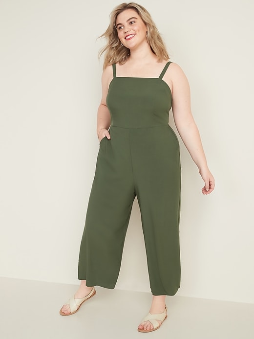 View large product image 1 of 1. Plus-Size Square-Neck Cami Jumpsuit
