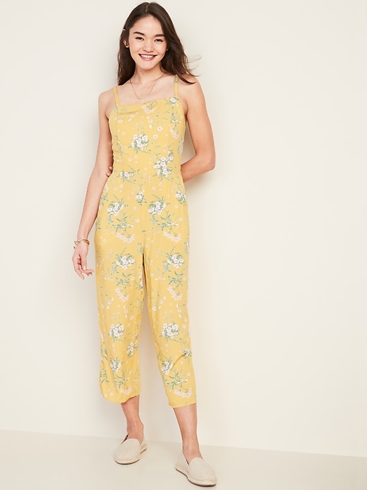 View large product image 1 of 1. Square-Neck Cami Jumpsuit