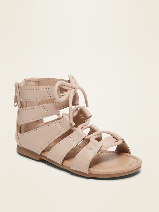 View large product image 1 of 1. Faux-Leather Gladiator Sandals for Toddler Girls