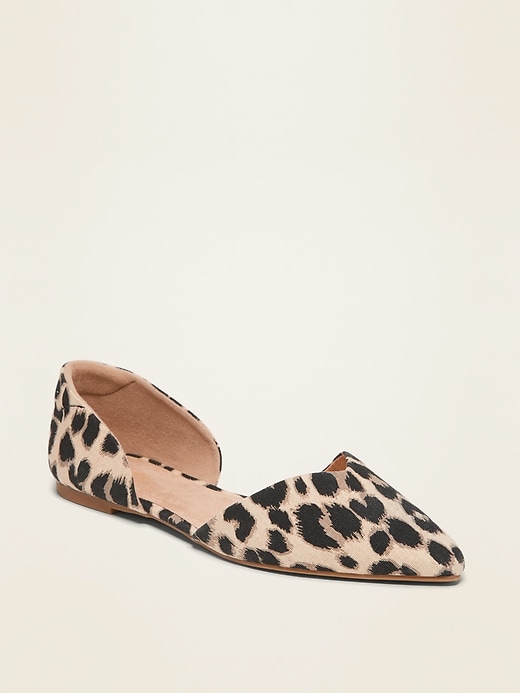 Image number 1 showing, Textile Pointy-Toe D'Orsay Flats