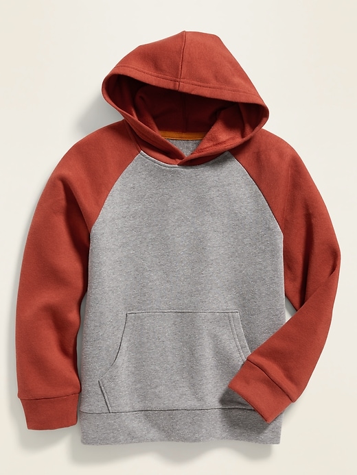 View large product image 1 of 2. Color-Blocked Raglan-Sleeve Pullover Hoodie For Boys