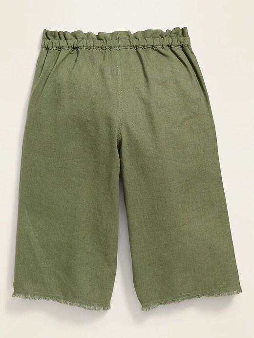 View large product image 2 of 2. Linen-Blend Frayed Wide-Leg Cropped Pants for Toddler Girls