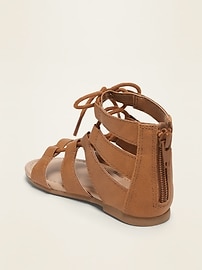 View large product image 3 of 4. Faux-Leather Gladiator Sandals for Toddler Girls