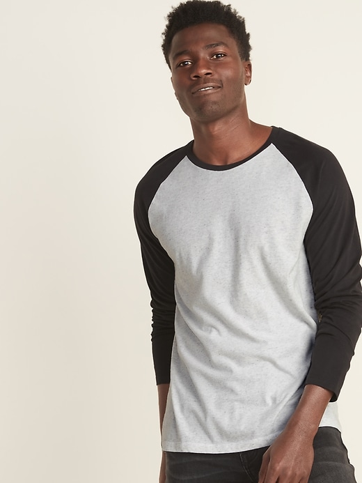 View large product image 1 of 1. Soft-Washed Color-Blocked Raglan-Sleeve Tee
