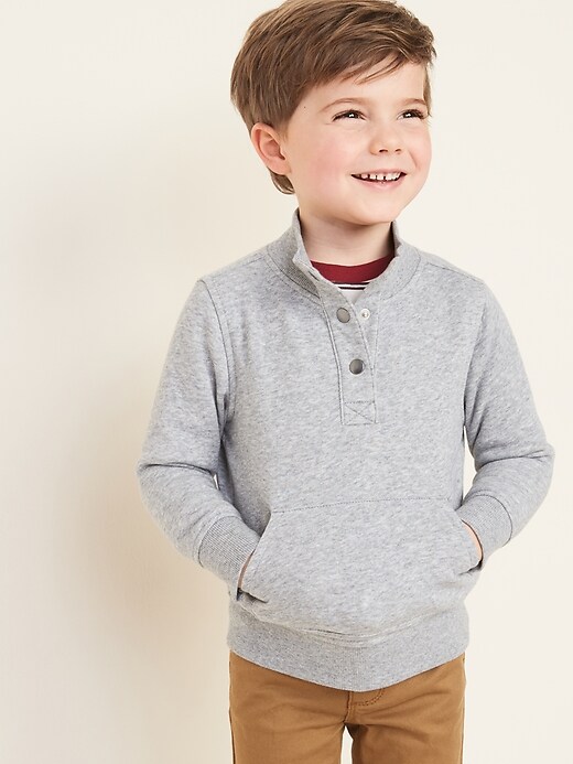 View large product image 1 of 1. Mock-Neck Snap-Front Sweatshirt for Toddler Boys