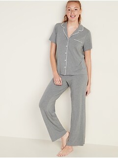 Patterned Flannel Pajama Set for Women 