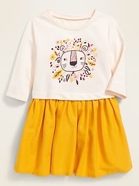 View large product image 3 of 3. 2-in-1 Sweatshirt Twill Skirt Dress for Toddler Girls