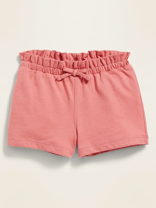 Jersey-Knit Paperbag-Waist Shorts for Baby