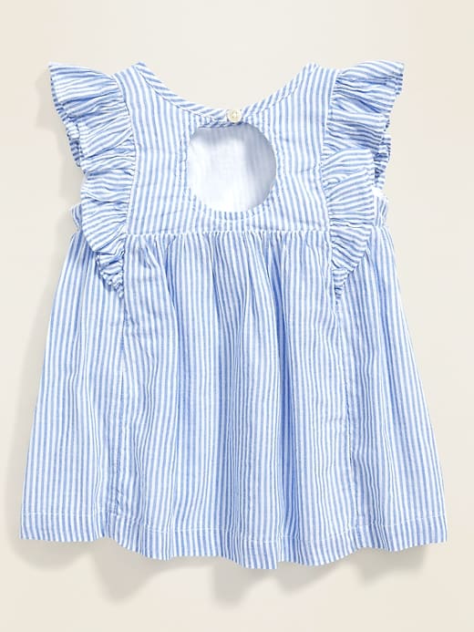 View large product image 2 of 2. Striped Ruffle-Trim Dress for Baby