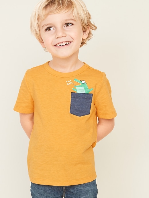 View large product image 1 of 1. Novelty-Graphic Chest-Pocket Tee for Toddler Boys