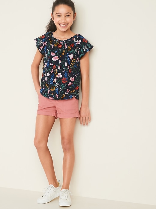 View large product image 2 of 4. Printed Slub-Knit Faux Button-Front Top for Girls