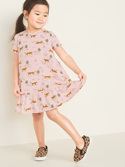 View large product image 1 of 1. Printed Peplum-Hem Swing Dress for Toddler Girls