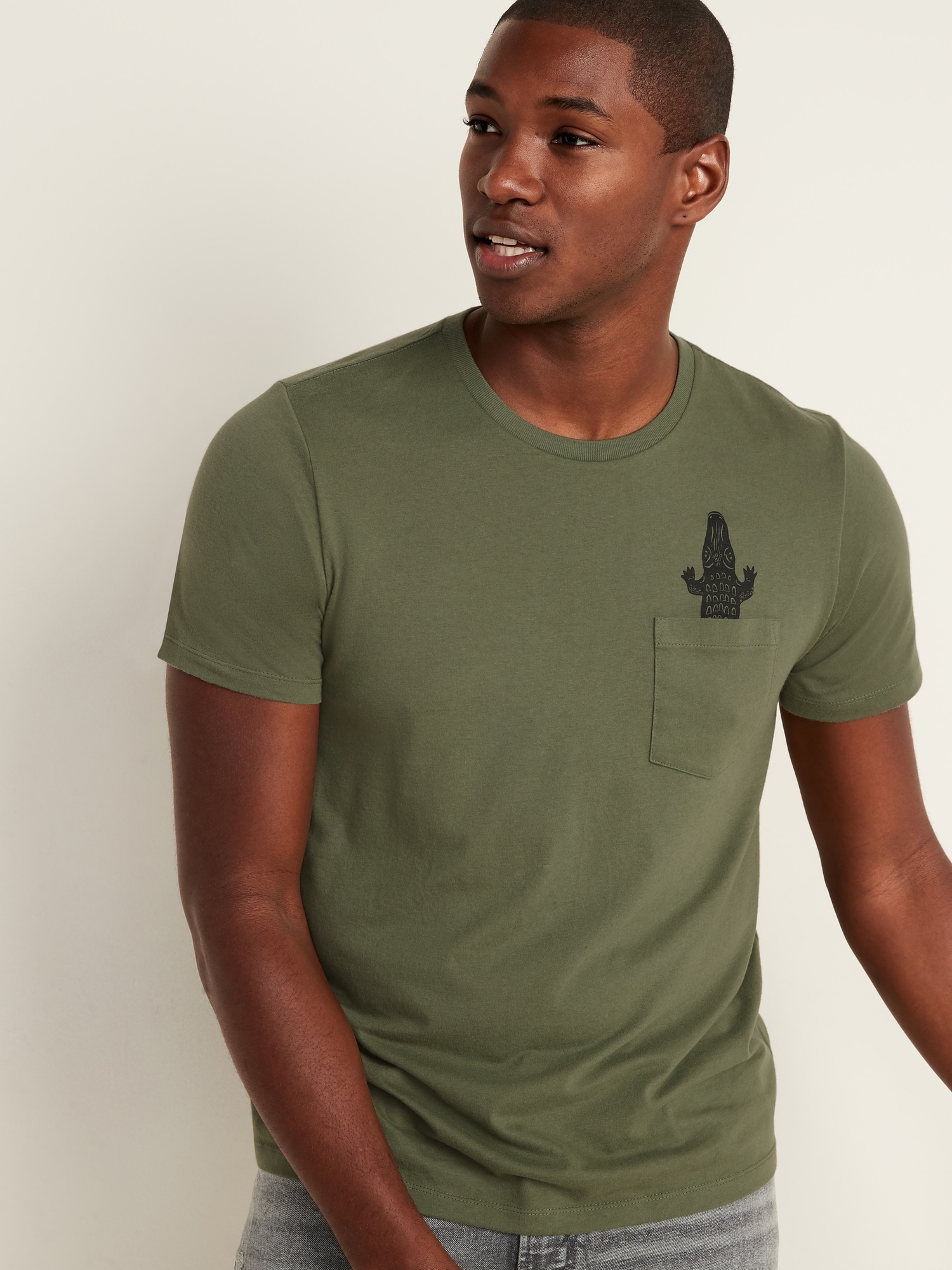 Soft-Washed Graphic Chest-Pocket Tee for Men