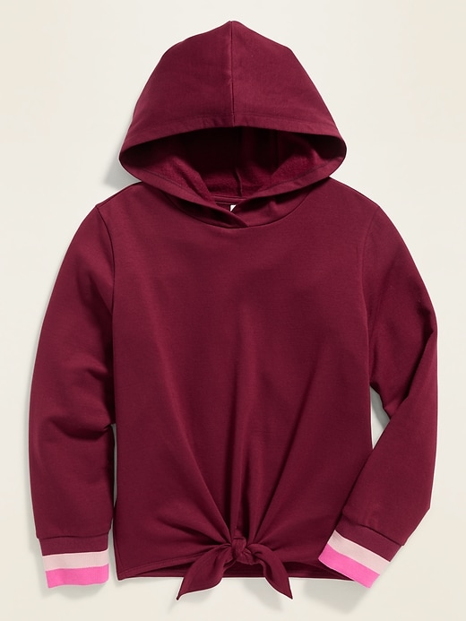 View large product image 1 of 1. Cozy Tie-Hem Pullover Hoodie for Girls