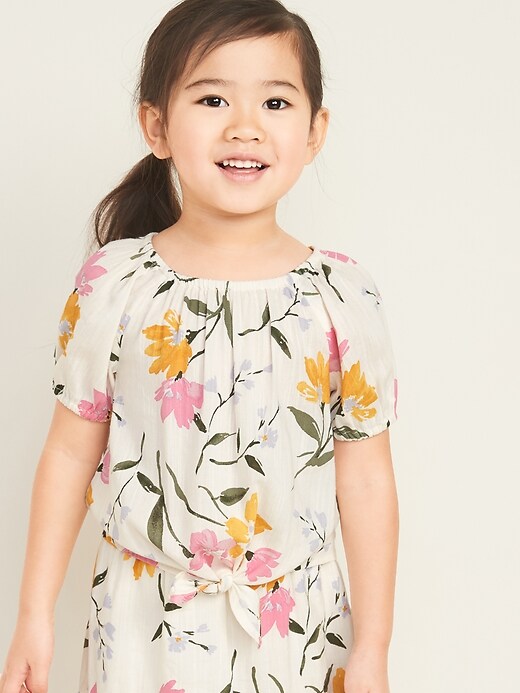 View large product image 1 of 1. Printed Tie-Hem Blouse for Toddler Girls