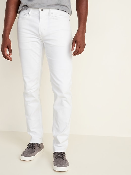 Old Navy Slim Built-In Flex White Jeans for Men. 1