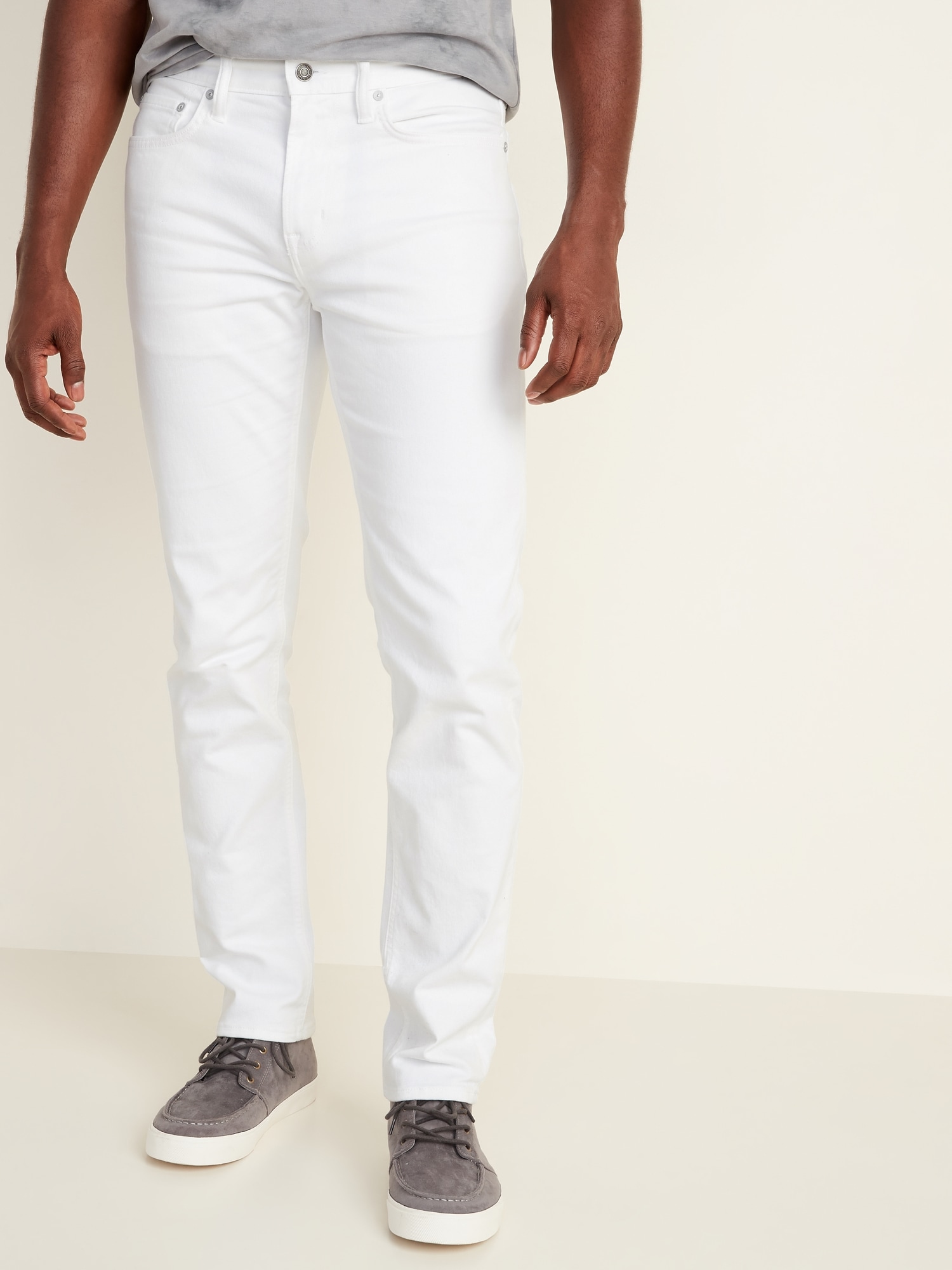 grey white jeans