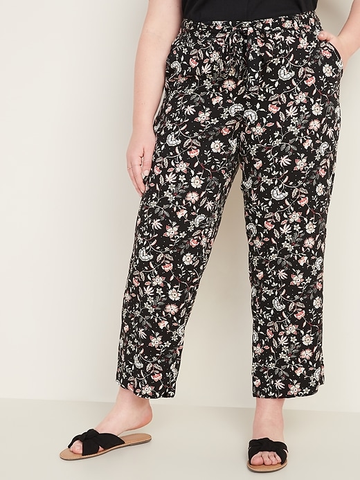 High-Waisted Plus-Size Tie-Belt Soft Pants | Old Navy