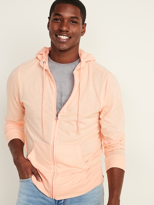 View large product image 1 of 1. Soft-Washed Slub-Knit Zip Hoodie