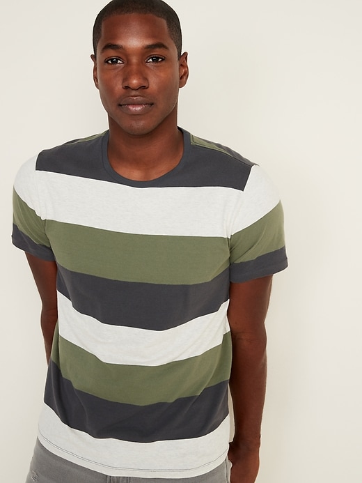 View large product image 1 of 1. Soft-Washed Bold-Stripe Crew-Neck Tee