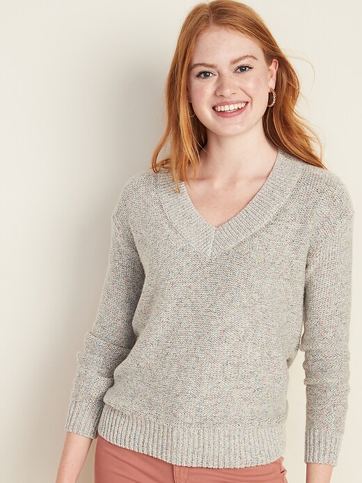Image number 1 showing, Soft Slouchy V-Neck Sweater for Women