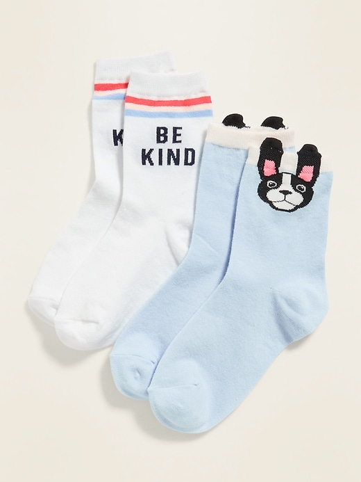 View large product image 1 of 1. Printed Crew Socks 2-Pack for Girls