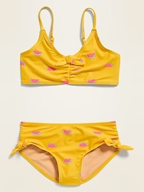View large product image 3 of 3. Printed Tie-Front Bikini for Girls