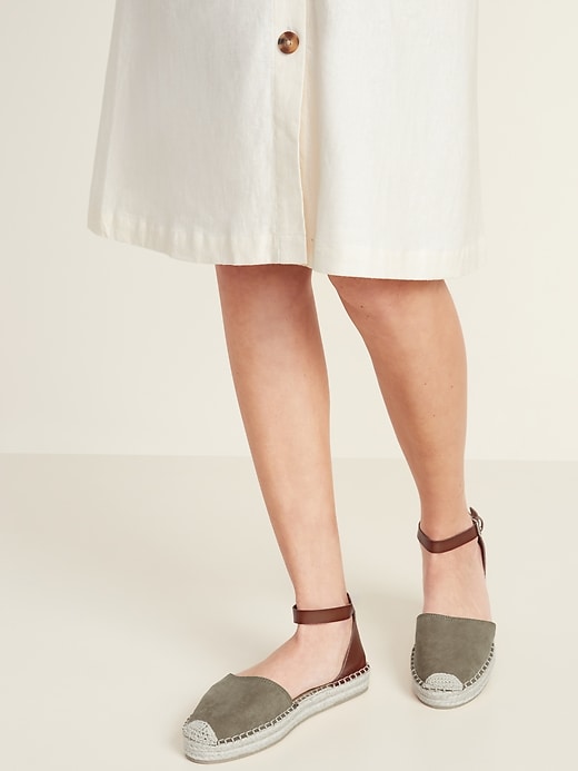 Image number 2 showing, Faux-Suede/Faux-Leather Ankle-Strap Espadrilles