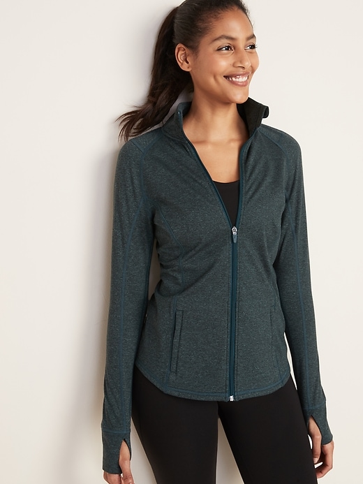 Image number 1 showing, Fitted Soft-Brushed Performance Zip Jacket for Women