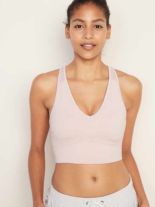 View large product image 1 of 1. Light Support Soft-Brushed Long-Line Racerback Sports Bra