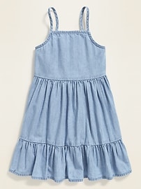 View large product image 3 of 3. Chambray Tiered Cami Dress for Toddler Girls