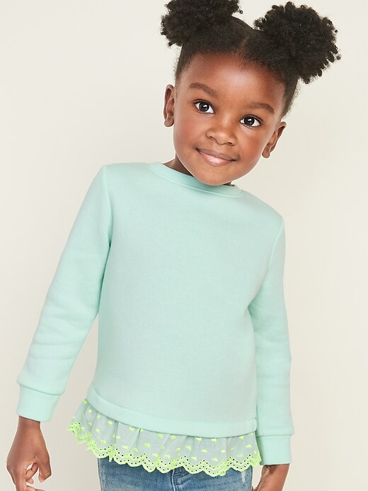 Eyelet Peplum-Hem Sweatshirt for Toddler Girls | Old Navy