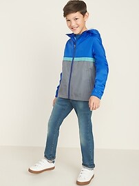 View large product image 3 of 3. Water-Resistant Hooded Color-Blocked Windbreaker For Boys