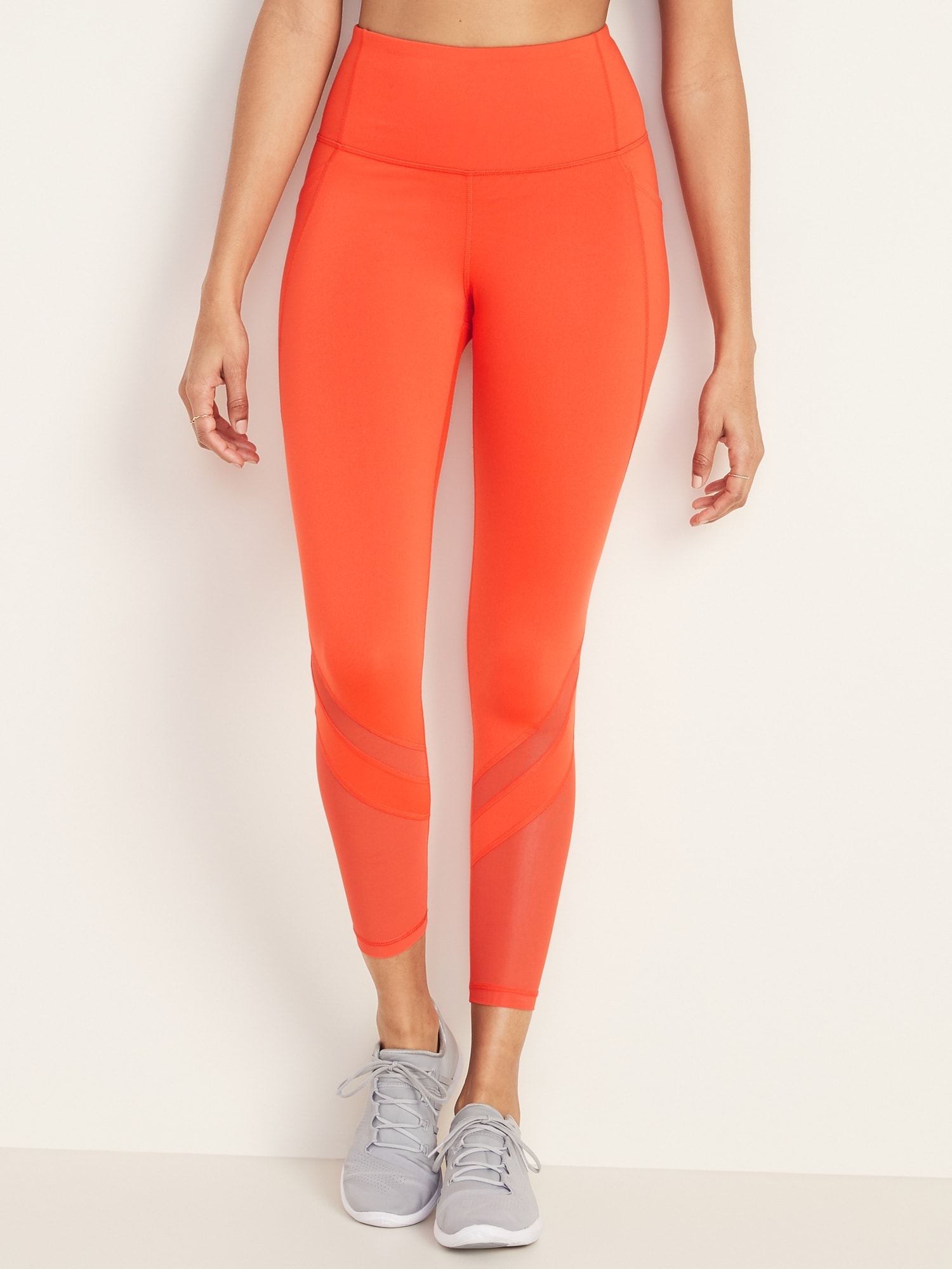 Aerie Women Activewear Pants M Orange Leggings Pockets Laser Cut 26 Inseam  NWT