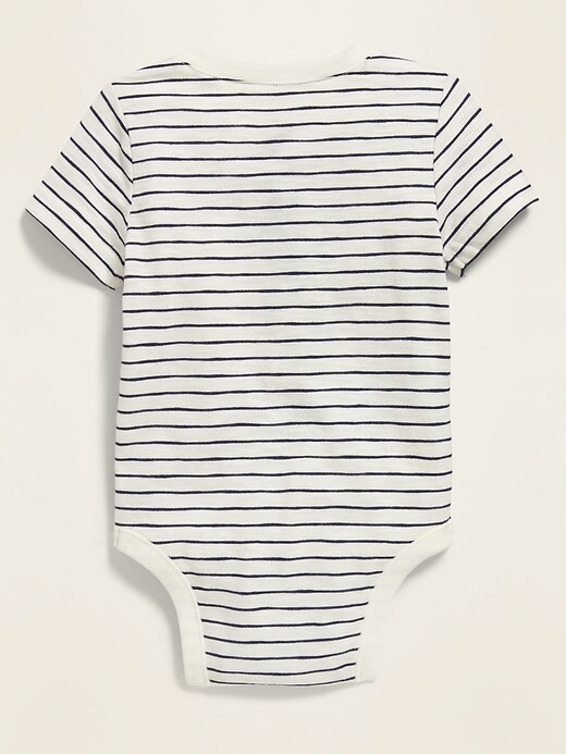 View large product image 2 of 2. Unisex Short-Sleeve Henley Bodysuit for Baby