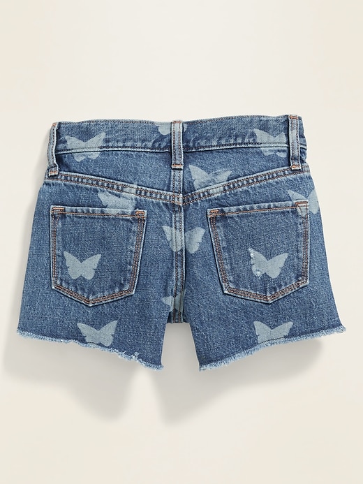 View large product image 2 of 3. Embroidered "Butterfly" Graphic Jean Cut-Off Shorts for Girls