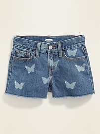 View large product image 3 of 3. Embroidered "Butterfly" Graphic Jean Cut-Off Shorts for Girls