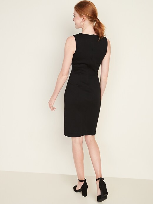 Image number 2 showing, Sleeveless Ponte-Knit Knee-Length Sheath Dress for Women