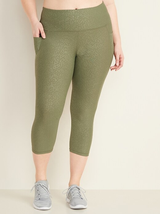View large product image 1 of 3. High-Waisted PowerSoft Cropped Plus-Size Leggings