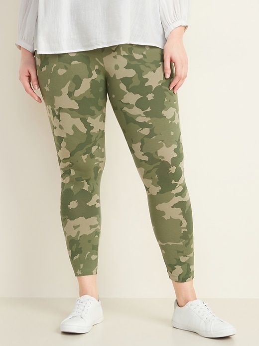 View large product image 1 of 1. High-Waisted Plus-Size Jersey Full-Length Leggings