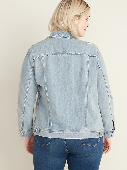Image number 2 showing, Classic Plus-Size Distressed Jean Jacket