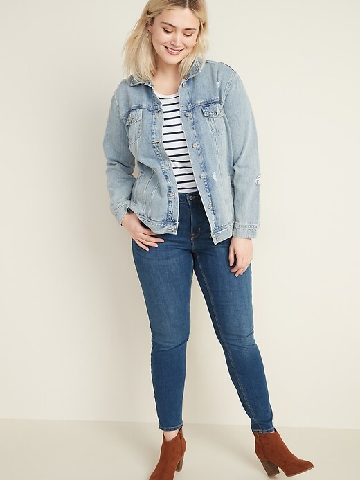 Image number 3 showing, Classic Plus-Size Distressed Jean Jacket