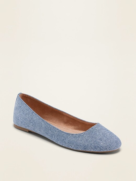 Image number 1 showing, Chambray Ballet Flats