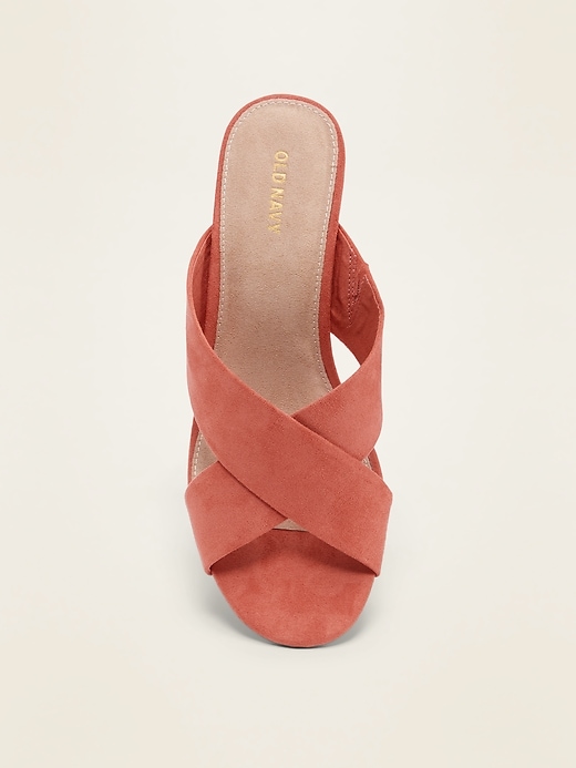 Image number 3 showing, Faux-Suede Cross-Strap Wedge Sandals